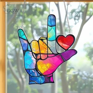 Sign Language Acrylic Suncatcher, Sign Language Gift, ASL Gift, ASL Teacher, American Sign Language, ASL Teacher Window Decor, Hand Sign