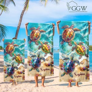 Sea Turtle Beach Towel, Kids Beach Towel, Pool Towel, Women Beach Towel, Summer Gift, Vacation Gift, Sea life Turtle,Girl Trip,Daughter Gift