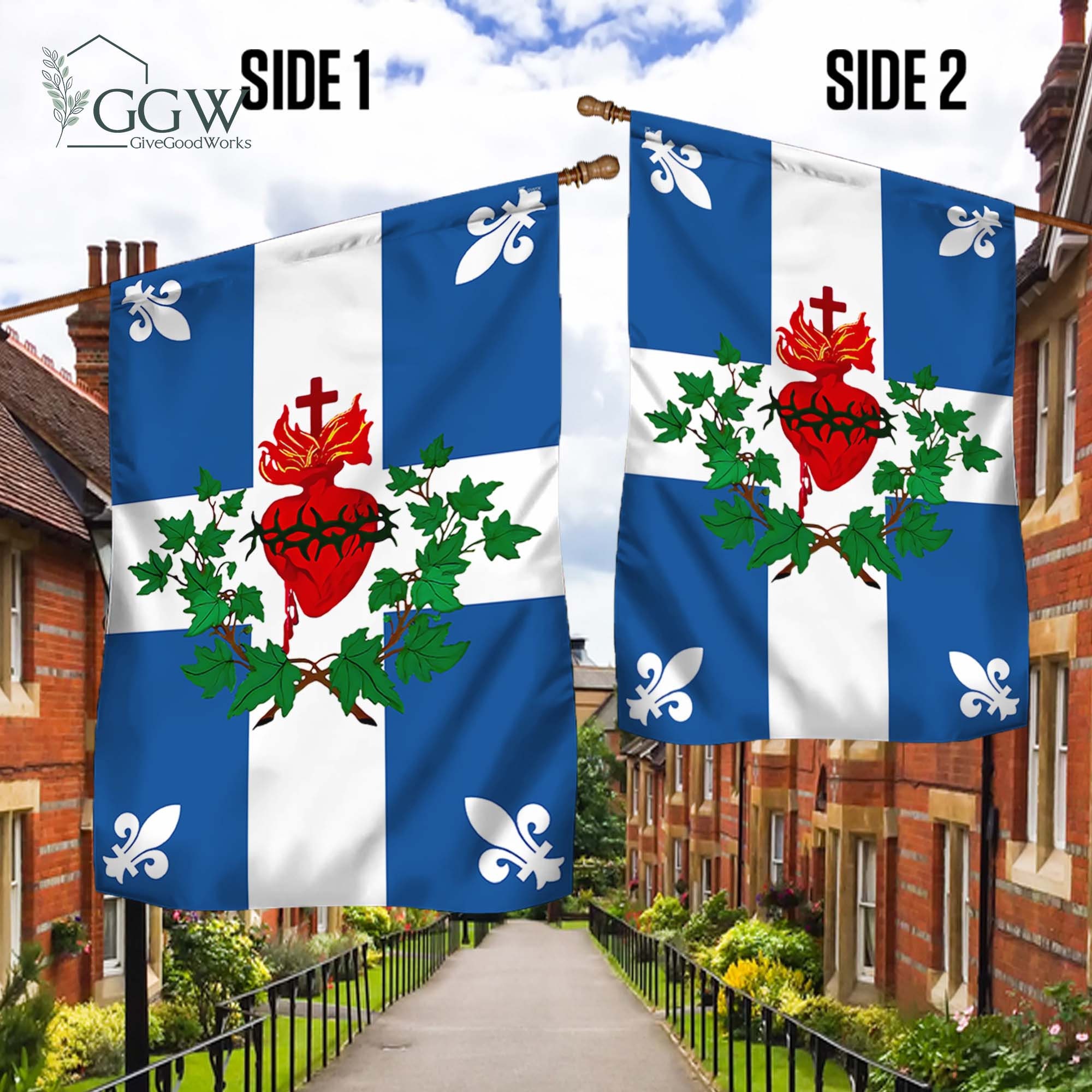 Discover Quebec Sacred Heart Flag, Carillon-Sacr-Coeur Flag, Flag of the Sacred Heart