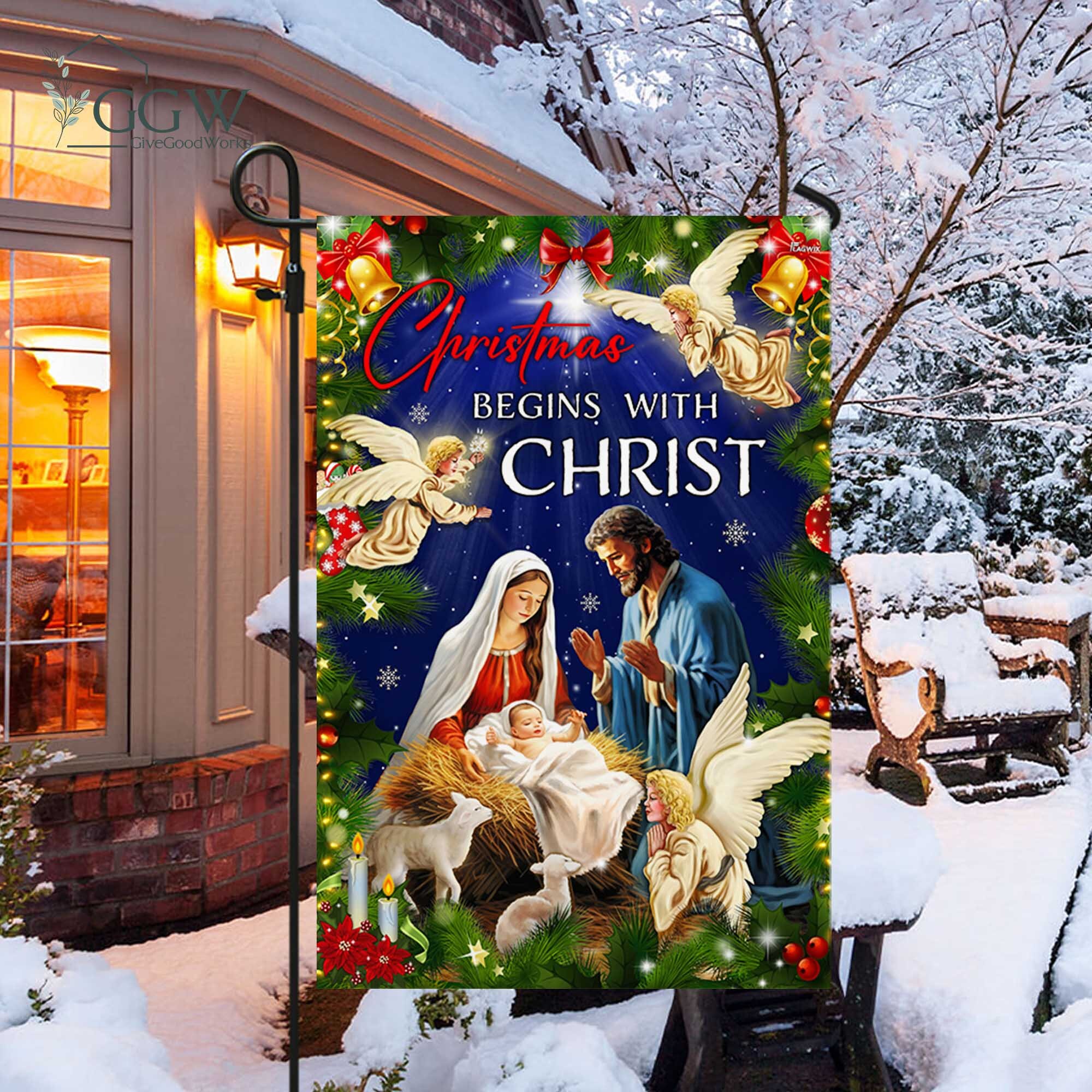Discover Christmas Begins With Christ Flag, Christmas Decor, Nativity Decor, Manger Scene