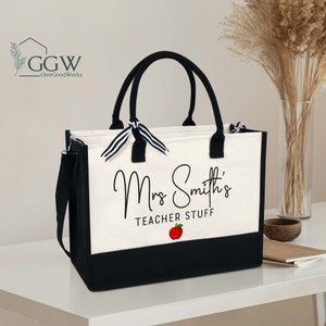 Sac fourre-tout personnalisé pour enseignant, Sac fourre-tout pour enseignant, Cadeaux de rentrée, Cadeaux de remerciement, Trucs pour enseignant, Cadeaux pour enseignant, Remerciement d'un enseignant