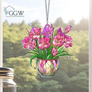 Birth Month Flower Suncatcher, Birth Flower Memorial Gifts, Mothers Day Gift For Mom, Gift for Grandma, Birthday Gift For Bestie,Flower Gift