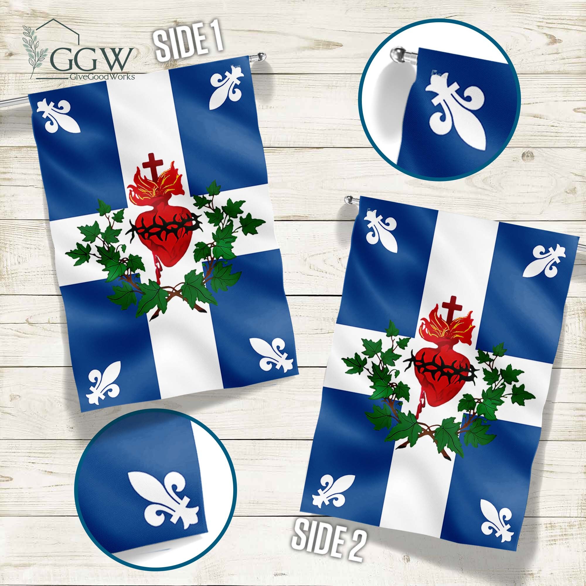 Discover Quebec Sacred Heart Flag, Carillon-Sacr-Coeur Flag, Flag of the Sacred Heart