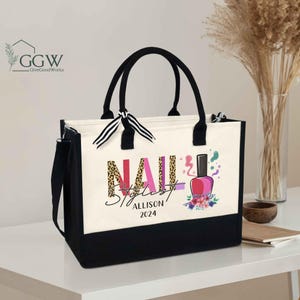Nail Tech Tote Bag, Nail Tech Gifts, Nail Artist Gifts, Manicurist Gifts, Nail Salon Gifts for Nail Artist, Personalized Nail Stylist Bag