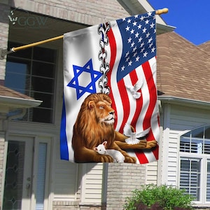 American Israel Israeli Flag, We Stand with Israel, Support Israel, Lion Of Judah American Israeli Flag, Jewish Israel Flag, Friendship Flag