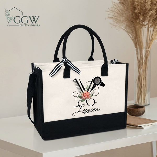 Sac fourre-tout personnalisé coiffeur, cadeau coiffeur, sac coiffeur, cadeau coiffeur personnalisé, cadeau coiffeur, sac en toile esthéticienne