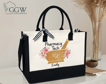 Personalized Pharmacy Technician Tote Bag, RX Tote Bag, Pharmacy Tech, Pharmacist Bag, Medical Gifts, Pharmacy Tech Gifts, Pharmacy Gifts