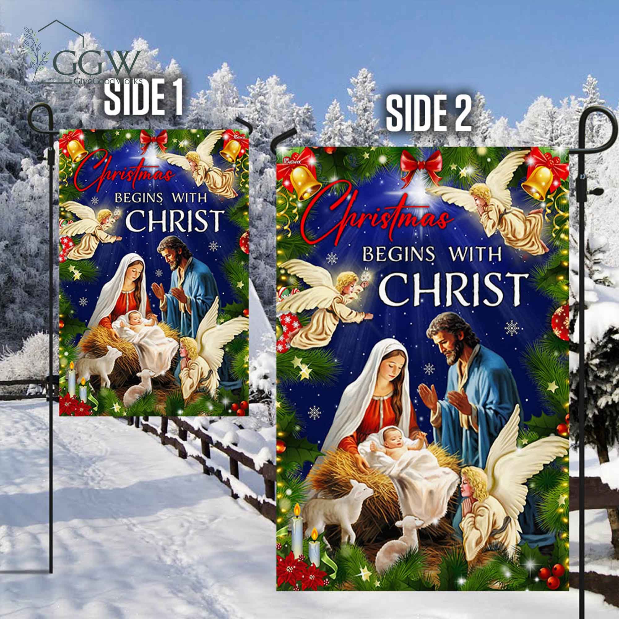 Discover Christmas Begins With Christ Flag, Christmas Decor, Nativity Decor, Manger Scene