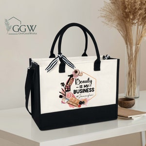 Makeup Artist Tote Bag, Cosmetology Tote Bag, Beautician Canvas Bag, Bag Gift For Her, Friend Gifts, Bridesmaid Gift Bag, Esthetician Gifts