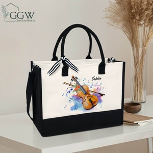 Personalized Violin Tote Bag, Music Tote Bag, Violin Bag, Violin Teacher Gift Bag, Musician Bag, Gift for Violinist, Gift For Violin Lover