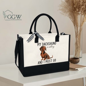 Dachshund Tote Bag, Dachshund Mom Gift, Tote Bag Dog, Dog Tote Bag, Dog Mum Gift, Gift for Dog Lover, Pet Lover Gift, Dachshund Is Calling