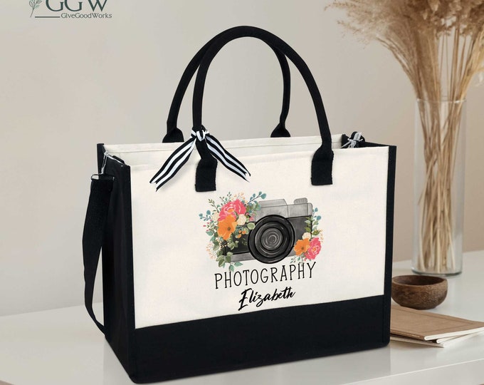 Personalized Photographer Tote Bag, Photography Tote Bag, Camera Bag