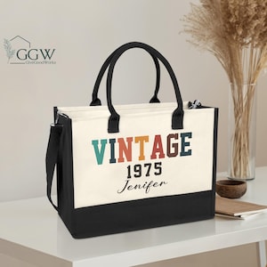 1975 Vintage Birthday Gift, 50th Birthday for Women, Vintage 1975 Tote Bag, 50th Birthday, 50th Birthday Gift, 1975 Birthday, Birthday Gifts