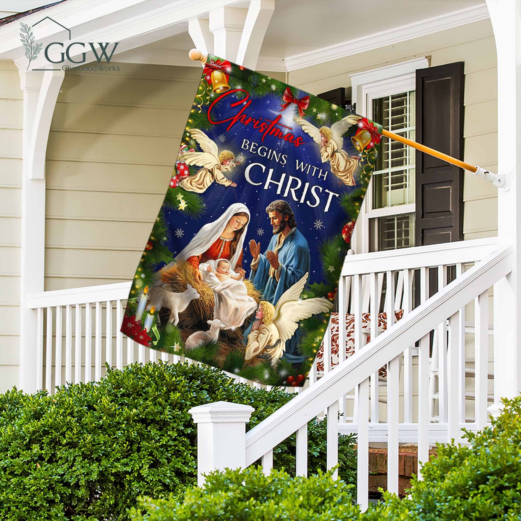 Discover Christmas Begins With Christ Flag, Christmas Decor, Nativity Decor, Manger Scene