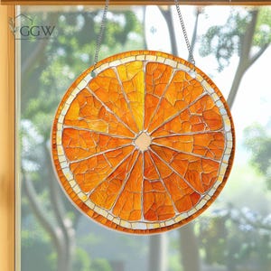 Orange Acrylic Suncatcher, Orange Window Hanging, Orange Tree Ornament, Plant Lover Garden Gift, Fruit Window Decor, Housewarming Gift