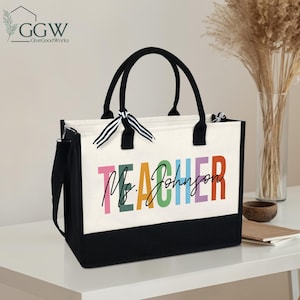 Personalized Teacher Tote Bag, Custom Teacher Bag, Teacher Gift, Teacher Appreciation Gift, Teacher Thank You Bag, Gift for Teacher