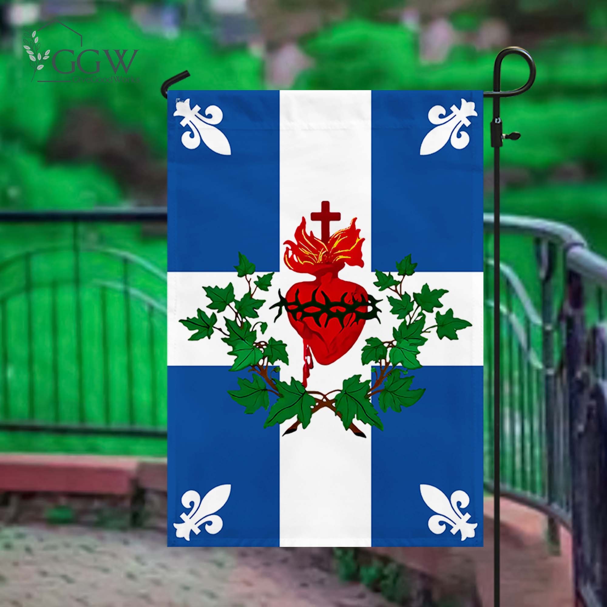 Discover Quebec Sacred Heart Flag, Carillon-Sacr-Coeur Flag, Flag of the Sacred Heart