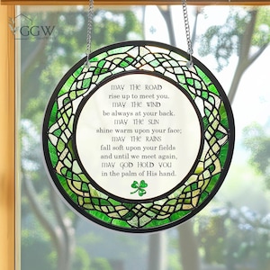 Irish Blessing ACRYLIC Suncatcher, St. Patrick&#39;s Day Gift, Celtic, Shamrock Claddagh, Irish Gift, Spiritual Gift, Blessing Gift, Irish Decor