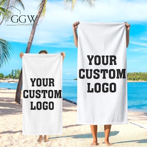 Custom Logo Beach Towel, Pool Towel Gift Appreciation, Towel Gifts for Coworker,Your Logo Here,Beach Print,Towel With Your Logo,Company Logo