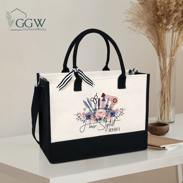 Personalisierte Friseur Benutzerdefinierte Tragetasche, Friseur Geschenk Friseur Tasche, individuelle Friseur Geschenk Friseur Geschenk Kosmetikerin Canvas Tasche