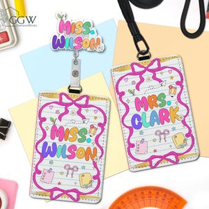 Personalized Teacher ID Badge Holder, Teacher Gift, Teacher Back To School Gift, Custom Teacher Lanyard Accessories, Teacher School Supplies
