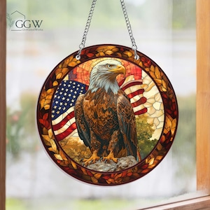 Eagle Suncatcher Hanging Sign, Eagle Gift, Bald Eagle Window Hanging, Eagle Home Decor, Patriotic Eagle Suncatcher,Nation Pride,Wall Hanging