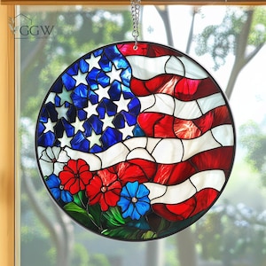 Patriotic American Flag ACRYLIC Suncatcher, Stars and Stripes Suncatcher, Red, White and Blue Suncatcher, Patriotic Decor, USA Suncatcher