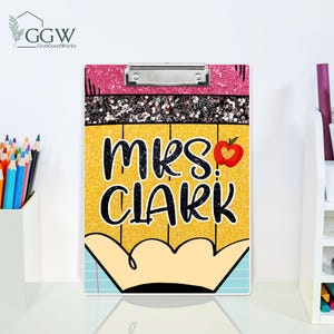 Personalized Teacher Gifts, Acrylic Clipboard With Teacher Name, Teacher Clipboard, Teacher Appreciation Gifts, Teacher Pencil Clipboard