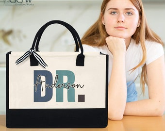 Personalized Doctor Tote Bag, Custom Dr Tote Bag, Gift for Doctor