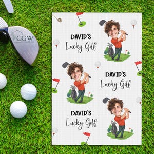 Custom Photo Head Golf Towels For Men, Unique Gifts, Husband, Uncle, Grandpa, Boyfriend, Funny Golf Gift, Gift For Golfer, Golf Club Gifts