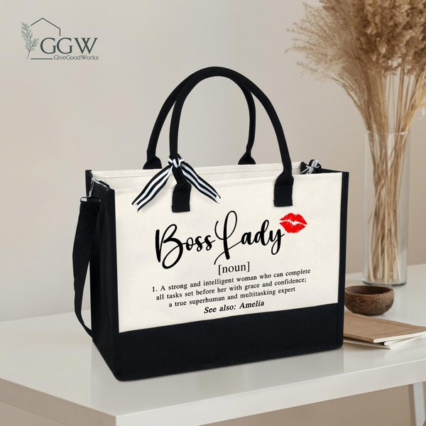 Personalized Boss Lady Tote Bag, Boss Lady Gift,Boss Gift for Women,Coworker Gift,Girl Boss Manager Gift for My Boss,Gift for Female Manager