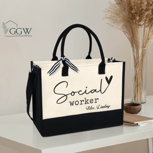 Social Worker Gift, Custom Social Work Tote Bag, School Counselor Gifts, MSW Graduation Gift, Social Work Month, Social Worker Appreciation