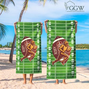 Custom Football Beach Towel, Football Towel, Football Gifts For Boys, Football Team Gifts, Towel Gift For Sport Team, Football Player Gifts