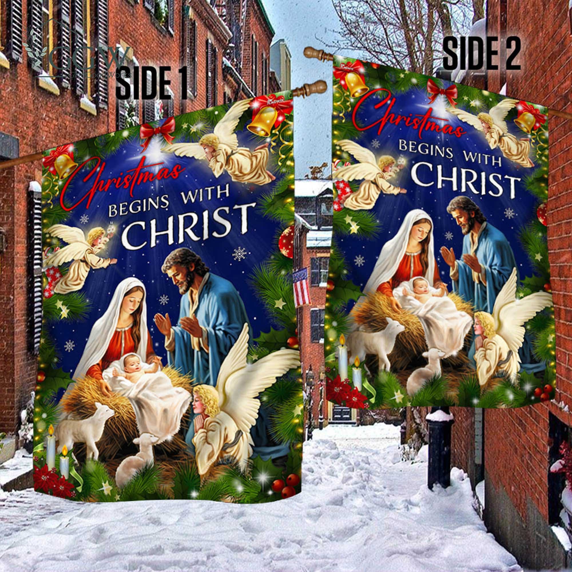 Discover Christmas Begins With Christ Flag, Christmas Decor, Nativity Decor, Manger Scene