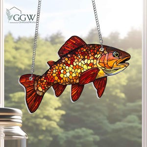 Brook Trout Acrylic Suncatcher, Brook Trout Hanging Window, Lake Trout Fishing Hanging, Fisherman Gift, Rustic Lake, Lodge and Cabin Decor