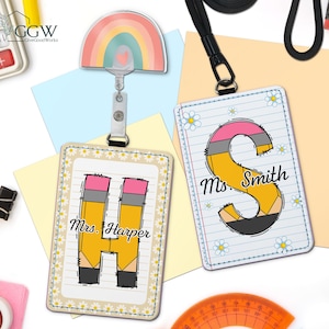 Custom Teacher ID Badge Holder, Personalized Teacher ID Badge Holder, Teacher Appreciation Gift, Back To School Gift, Gift for New Teacher