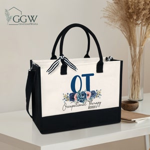 Personalized Occupational Therapy Tote Bag, Custom Name Occupational Therapist Gift, OT Gift, COTA Gift, Speech Therapy Canvas Tote Bag