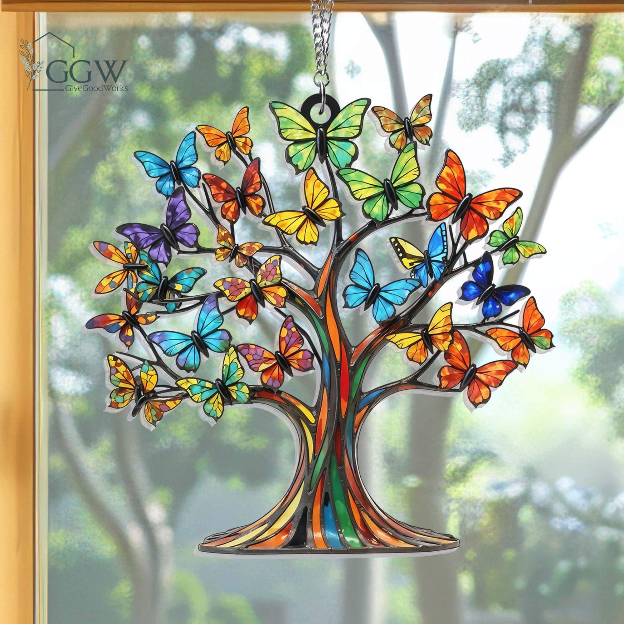 1PC,Garden Suncatchers For Home Window Wall Decor,Tree Of Life/Mandala/Daisy/Sunflower Creative Window Decoration Craft Pendant