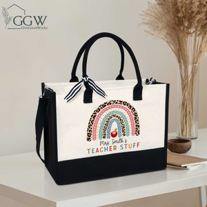 Sac fourre-tout personnalisé pour enseignant, sac personnalisé pour enseignant, sac de rangement pour enseignant, cadeau pour enseignant, rentrée scolaire, cadeau de remerciement pour enseignant, enseignant merci