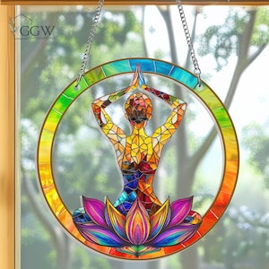 Yoga ACRYLIC Sun Catcher, Yoga Ornament Decor, Namaste Yoga Decor, Meditation Suncatcher, Spiritual Healing Gift, Boho Decor, Energy Healing