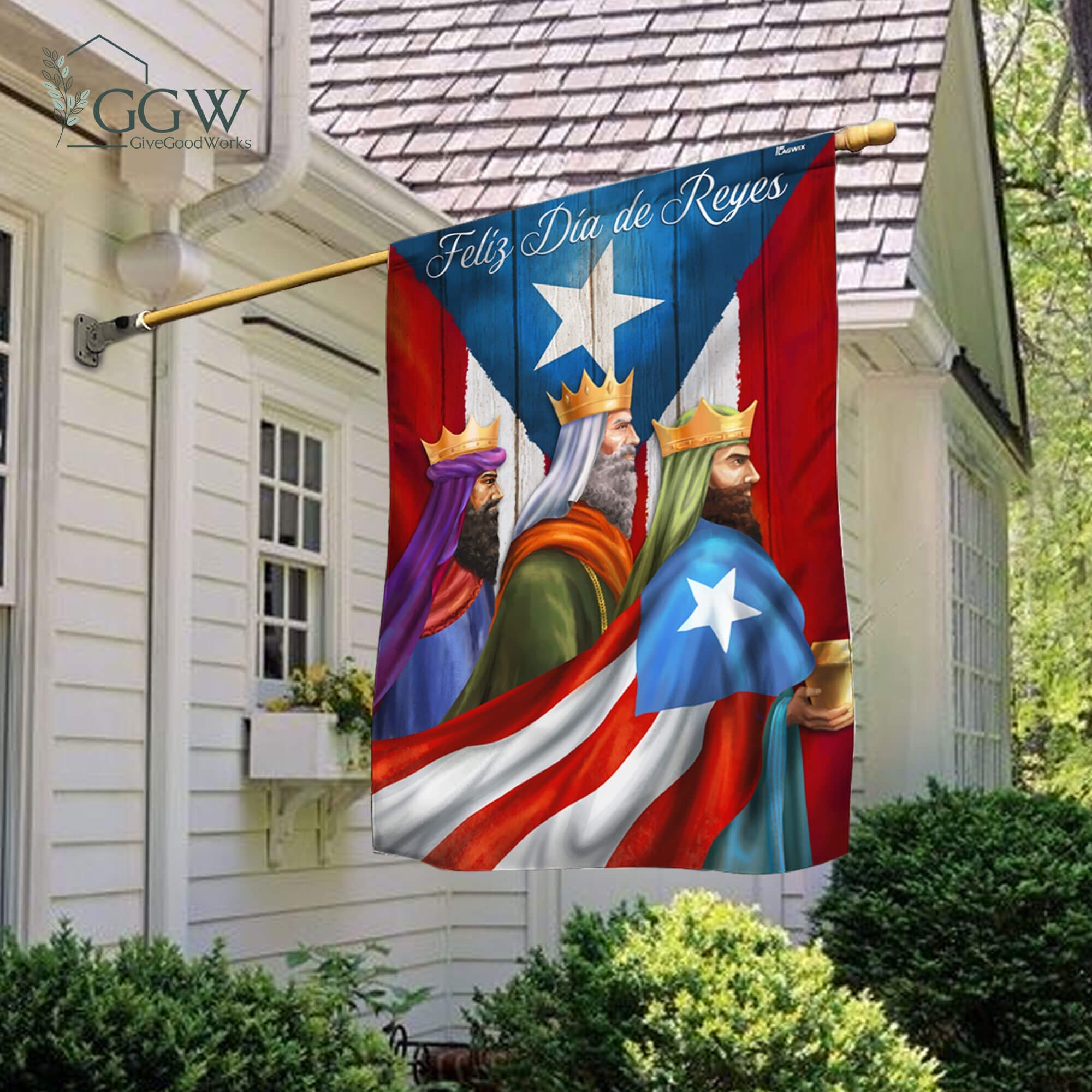 Nepnuser Feliz Dia de Reyes Drapeau de jardin Épiphanie Décoration Trois  Rois Mages Saints Rois Double face pelouse avant cour