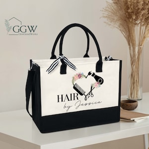 Personalized Hair Stylist Custom Tote Bag, Hairstylist Gift Hairdresser Bag, Custom Hairdresser Gift Hair Dresser Gift Beautician Canvas Bag