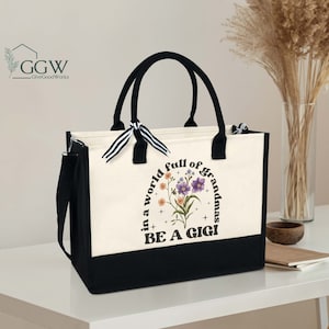Personalized Gigi Tote Bag, Mothers Day Gift For Grandma, Grandma Gift, New Gigi Gift, Gift For Nana, Gift For Grandma, Grandma To Be Gift
