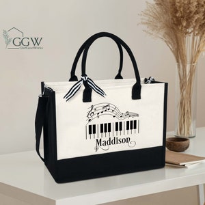 Personalized Piano Tote Bag, Music Teacher Tote Bag, Music Gift Bag, Music Lover Gift, Music Bag, Piano Bag, Musician Gifts, Teacher Gifts