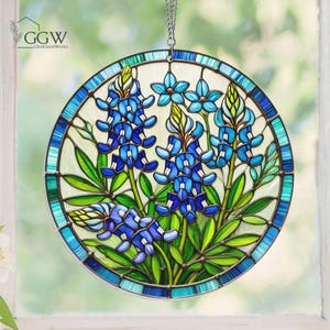 Texas Bluebonnet Acrylic Suncatcher Hanging, Bluebonnet Sun Catcher, Texas State Flower Window Hanging, Bluebonnets, Texas Gift, Home Decor