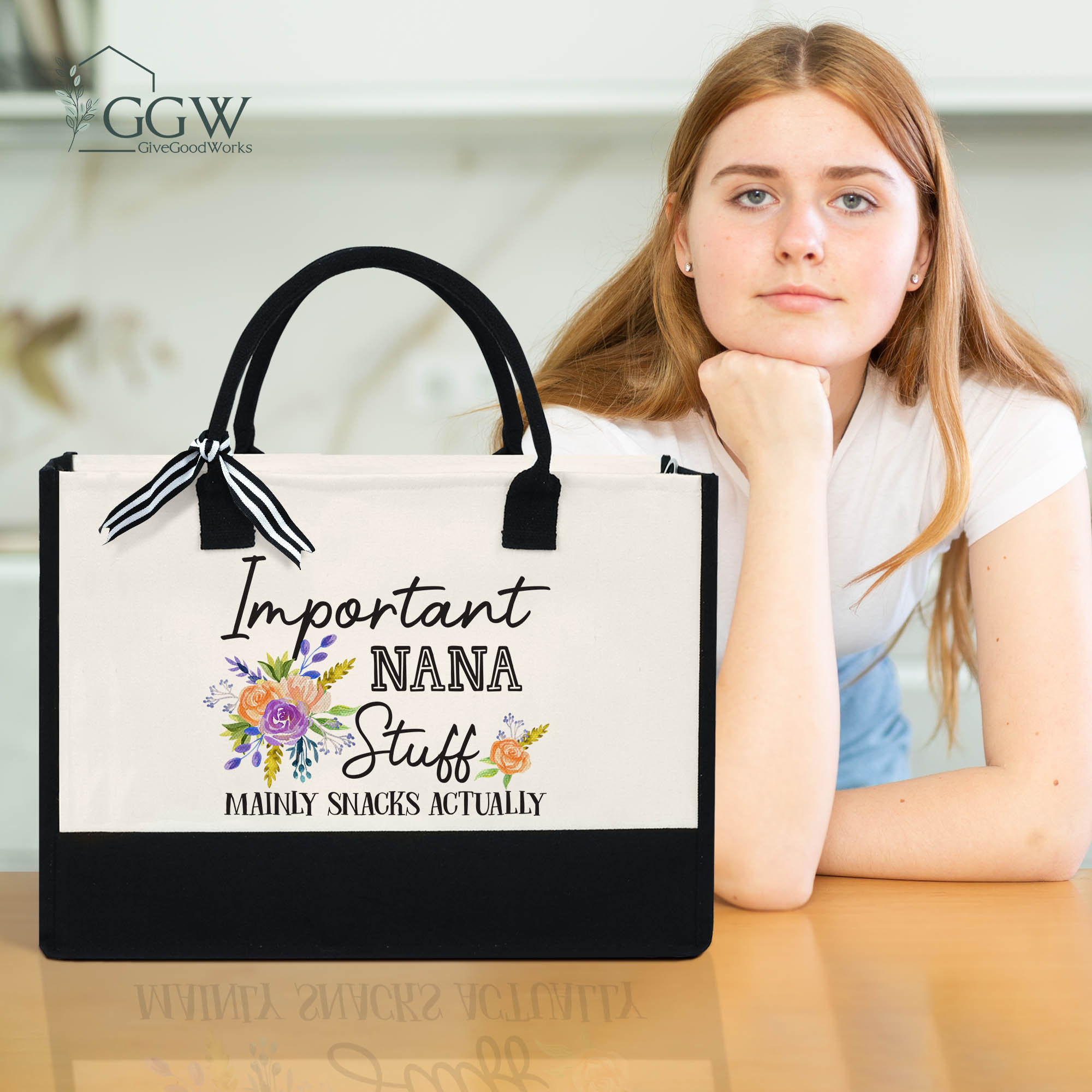 WCGXKO Nana Einkaufstasche – Großer Shopper Mit Niedlichem Design, Perfekt Als Geschenk Für Omas Oder Mütter