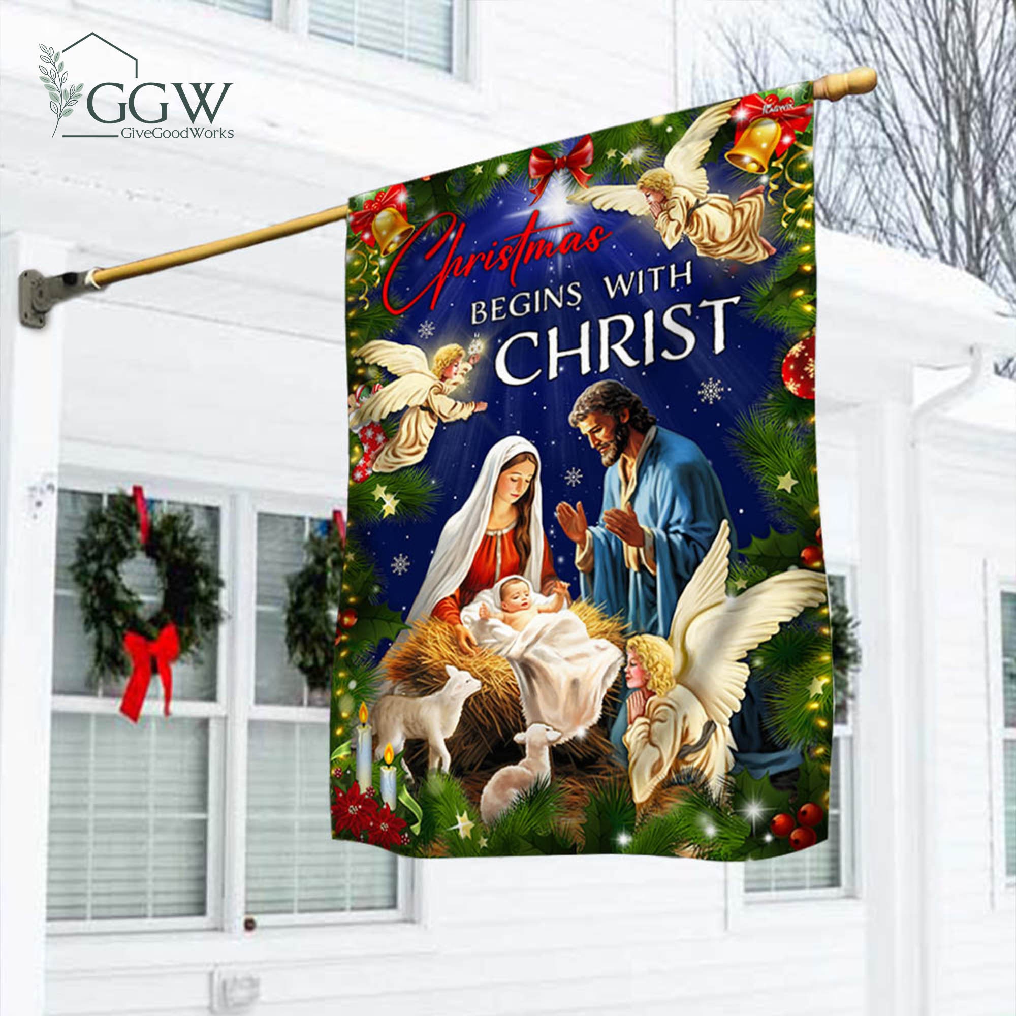 Discover Christmas Begins With Christ Flag, Christmas Decor, Nativity Decor, Manger Scene