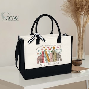 Sac fourre-tout personnalisé pour professeur, C'est une bonne journée pour instruire de petits humains, sac personnalisé pour professeur, cadeau pour professeur, cartable fleurs sauvages, cadeau de remerciement