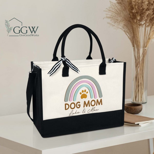Dog Mom Tote Bag, Rainbow Bag, Dog Lover Gift, Dog Mom Gift,Fur Mom Gift,Gift for Dog Moms,Best Friend Gift, Christmas Gift,Pet Gift For Her