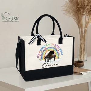 Piano Tote Bag, Musician Gift, Music Teacher Rainbow, Piano Bag, Custom Music Bag, Piano Lesson Bag, Teacher Retirement, Music Gift Bag